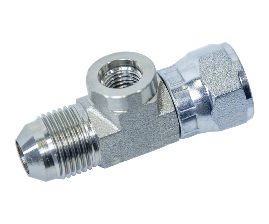 Male JIC x Female JIC Gauge Port Adapter with 7/16 inch ORB Gauge Port