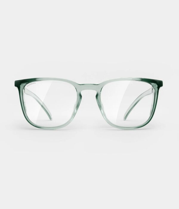 Stoggles Square protective eyewear with clear polycarbonate lenses, wrap-around frame, and adjustable nose bridge for a comfortable and secure fit.